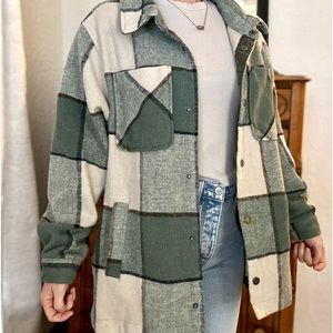 Plaid Green and Cream Ashley by 26 International Outerwear Flannel Shacket.